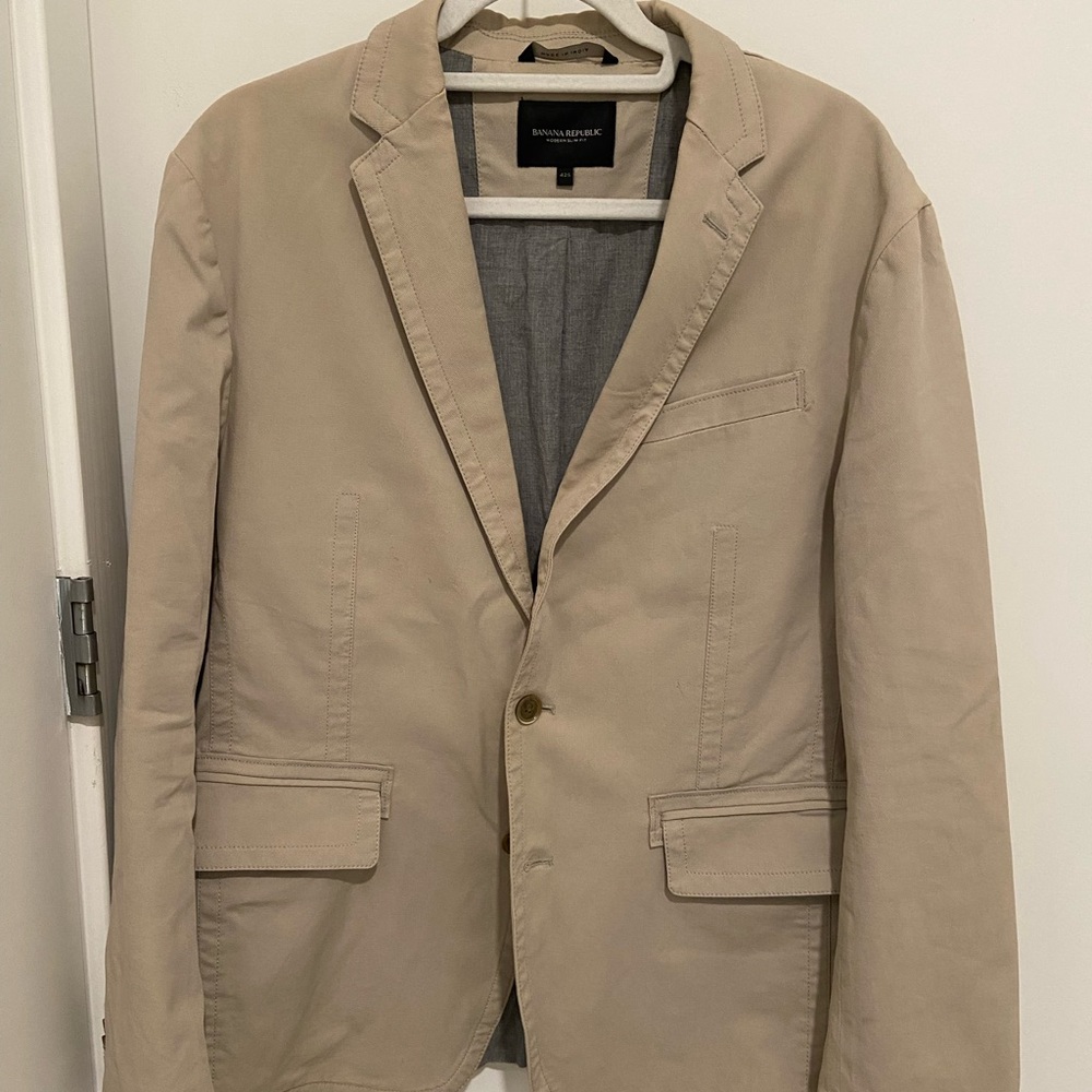 Men’s Banana Republic Blazer 42S Khaki with Chambray Lining
